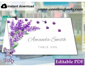 Lavender Escort Cards template printable,Lavender Place Cards template,(131)